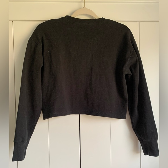 Aritzia Wilfred Free Mavis Shirt Ribbed Cropped Black Size Small - Picture 2 of 5